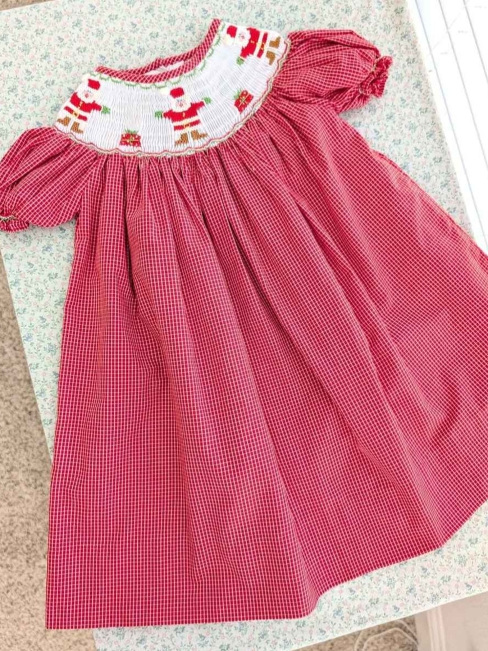 6 Mos Smocked Santa Christmas Holiday Dress